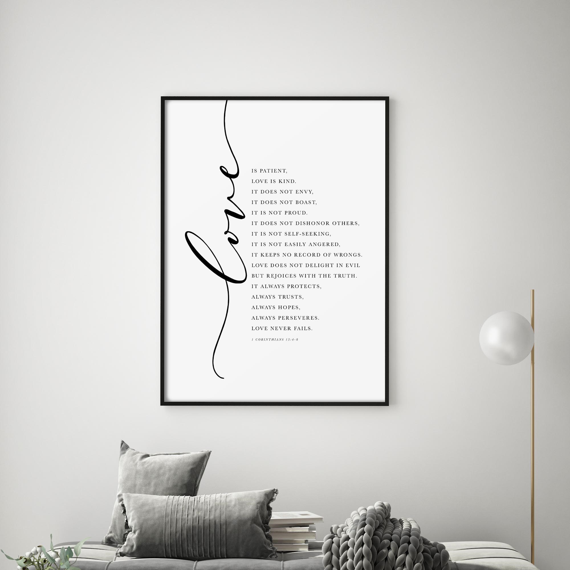 Love ... Love is the Greatest Gift, 1 Corinthians 13:4-8 | Single, Christian Wall Art, A2 at XILEF Art